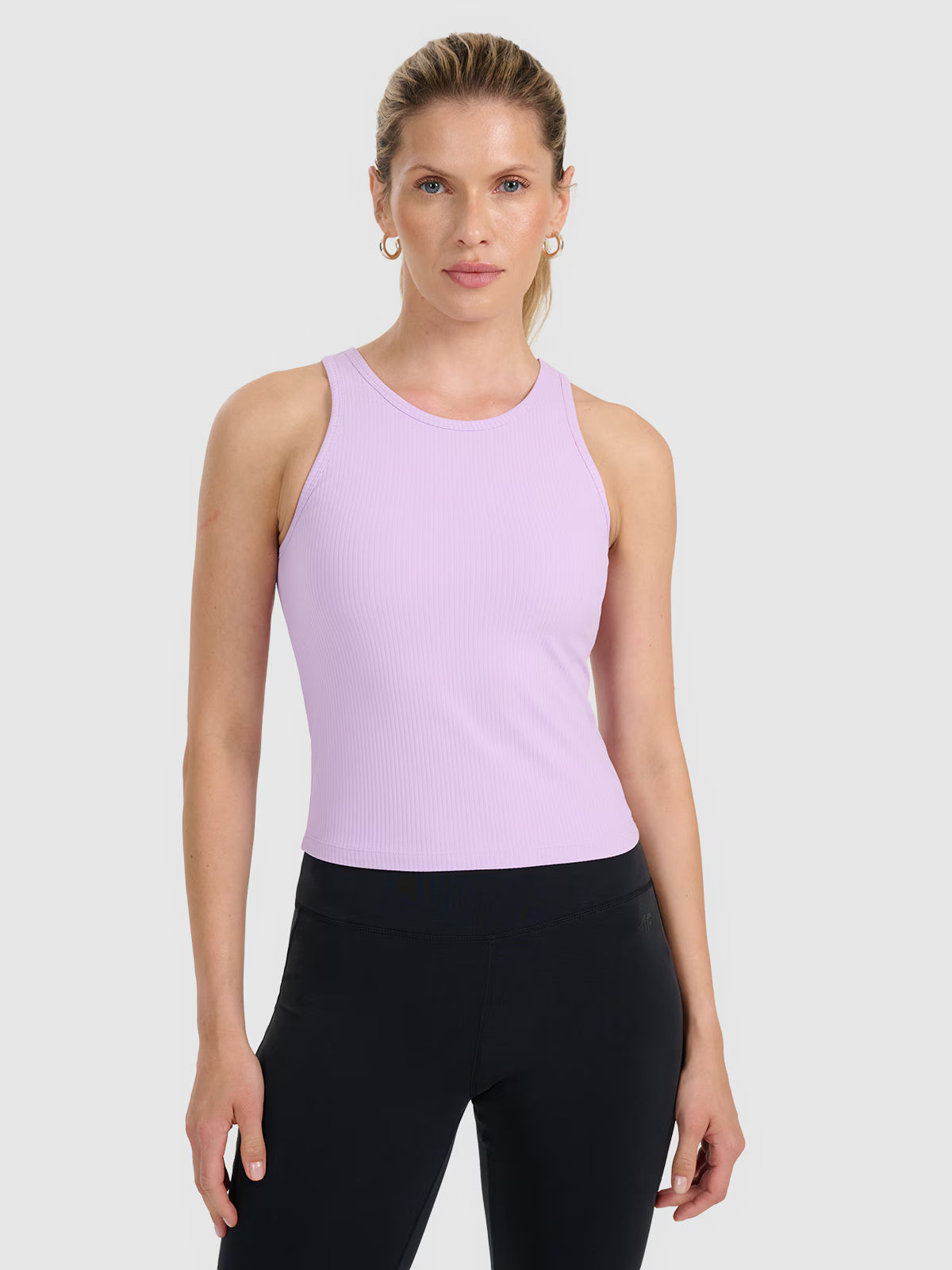 Top slim z prążkowanej dzianiny damski