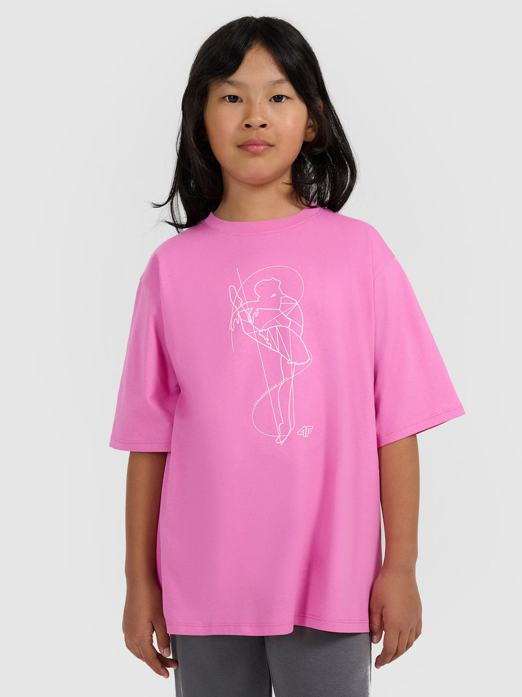 T-shirt oversize z nadrukiem dziewczęcy