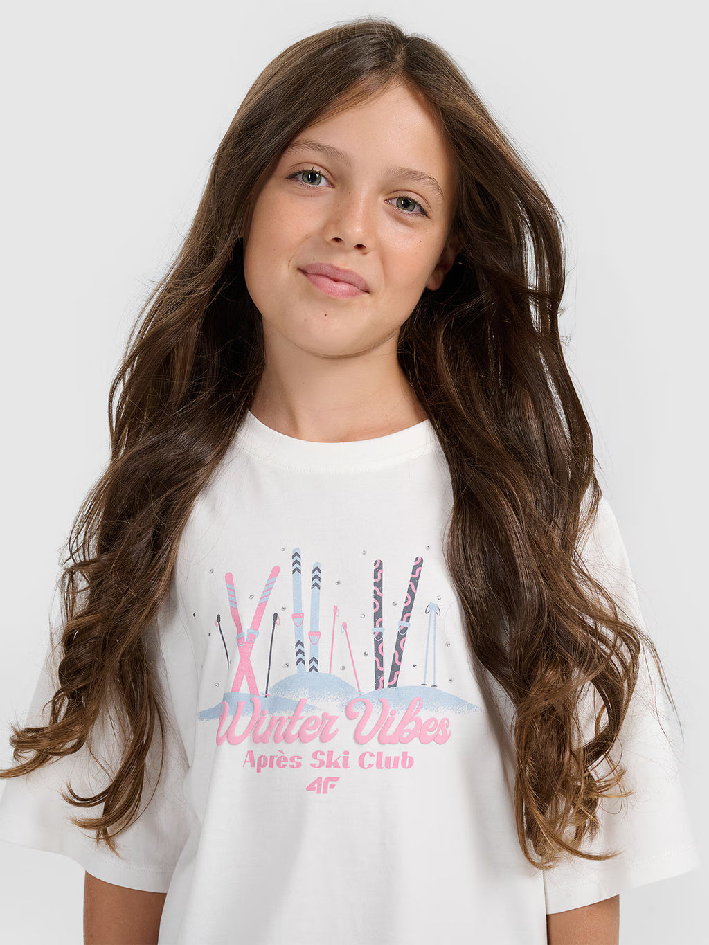 T-shirt loose z nadrukiem dziewczęcy