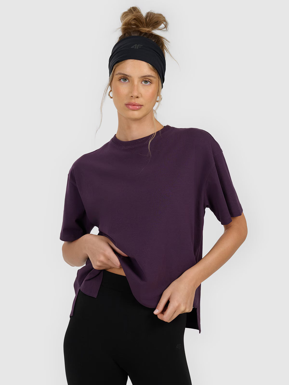 T-shirt loose gładki damski