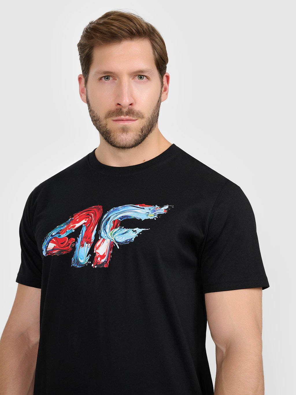 T-shirt regular z nadrukiem męski