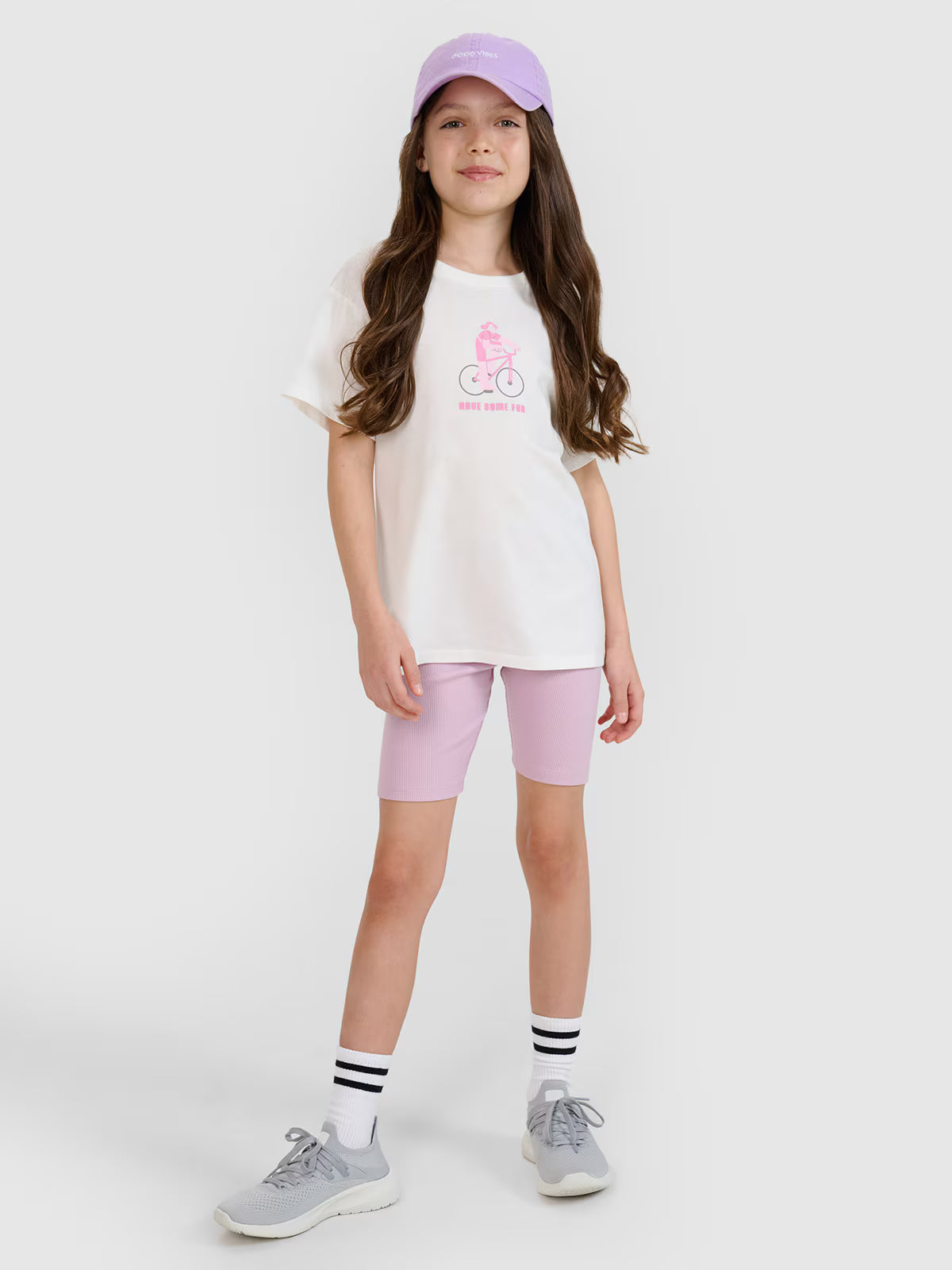 Legginsy kolarki z prążkowanej dzianiny dziewczęce