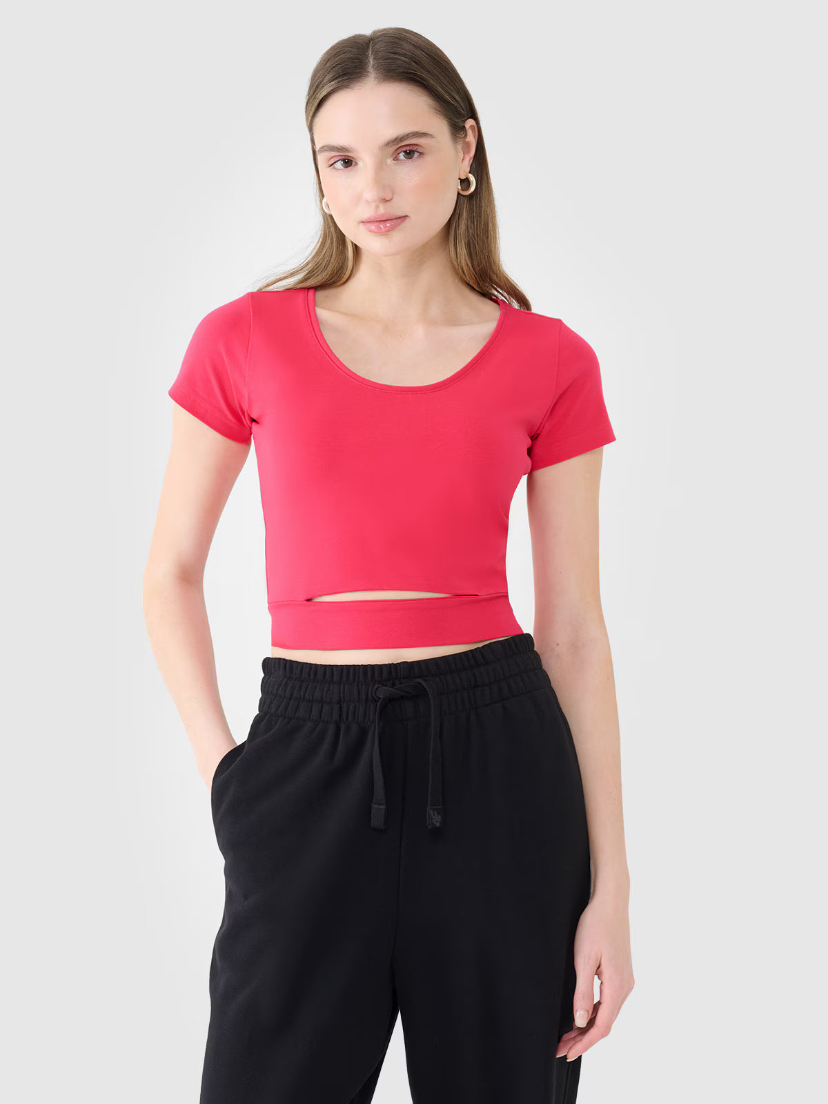 T-shirt crop top gładki damski