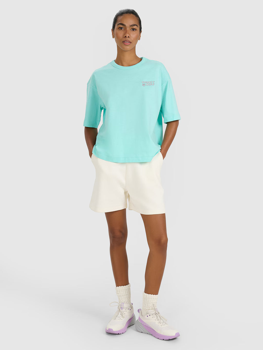T-shirt oversize z nadrukiem damski