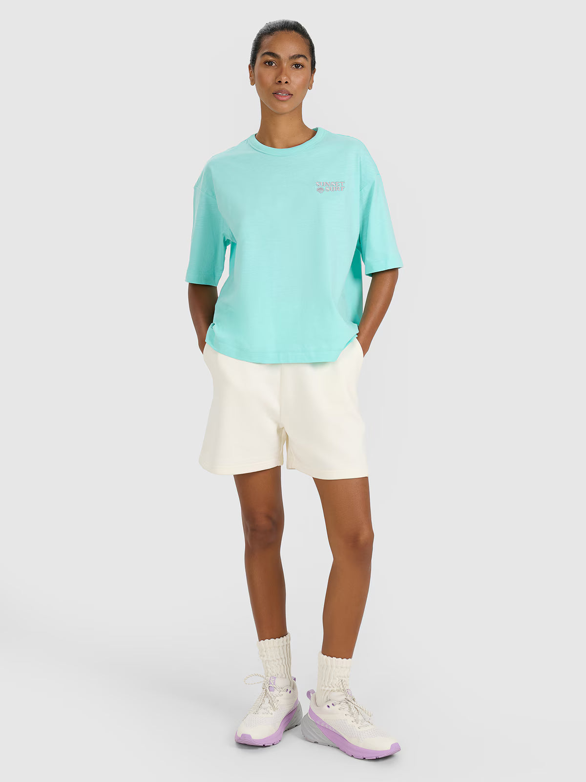 T-shirt oversize z nadrukiem damski