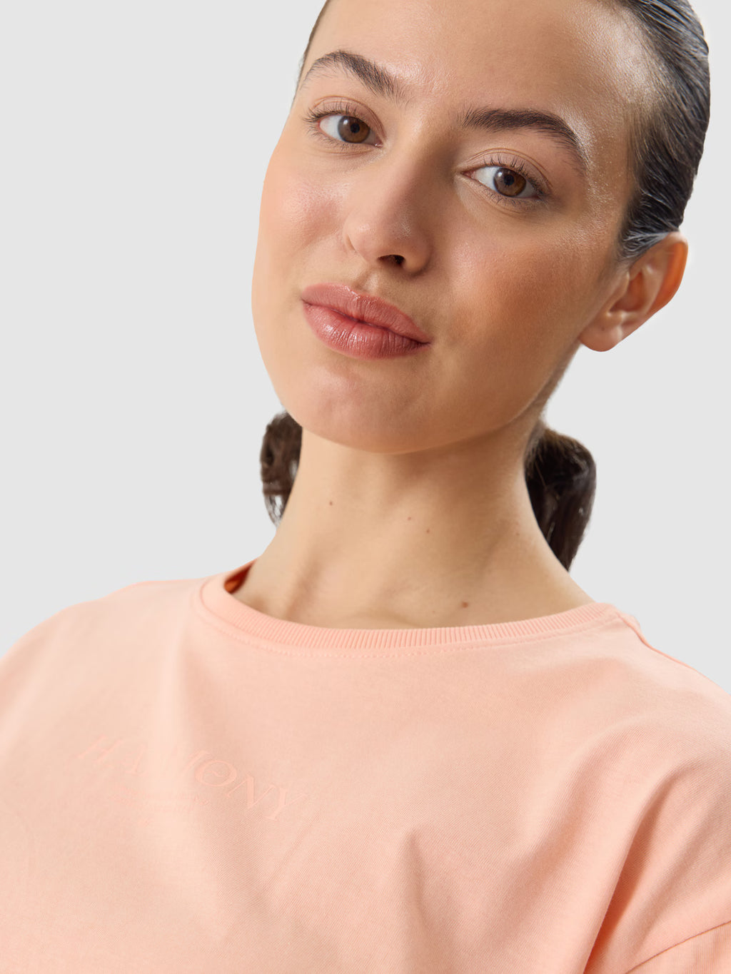 T-shirt crop top z nadrukiem damski