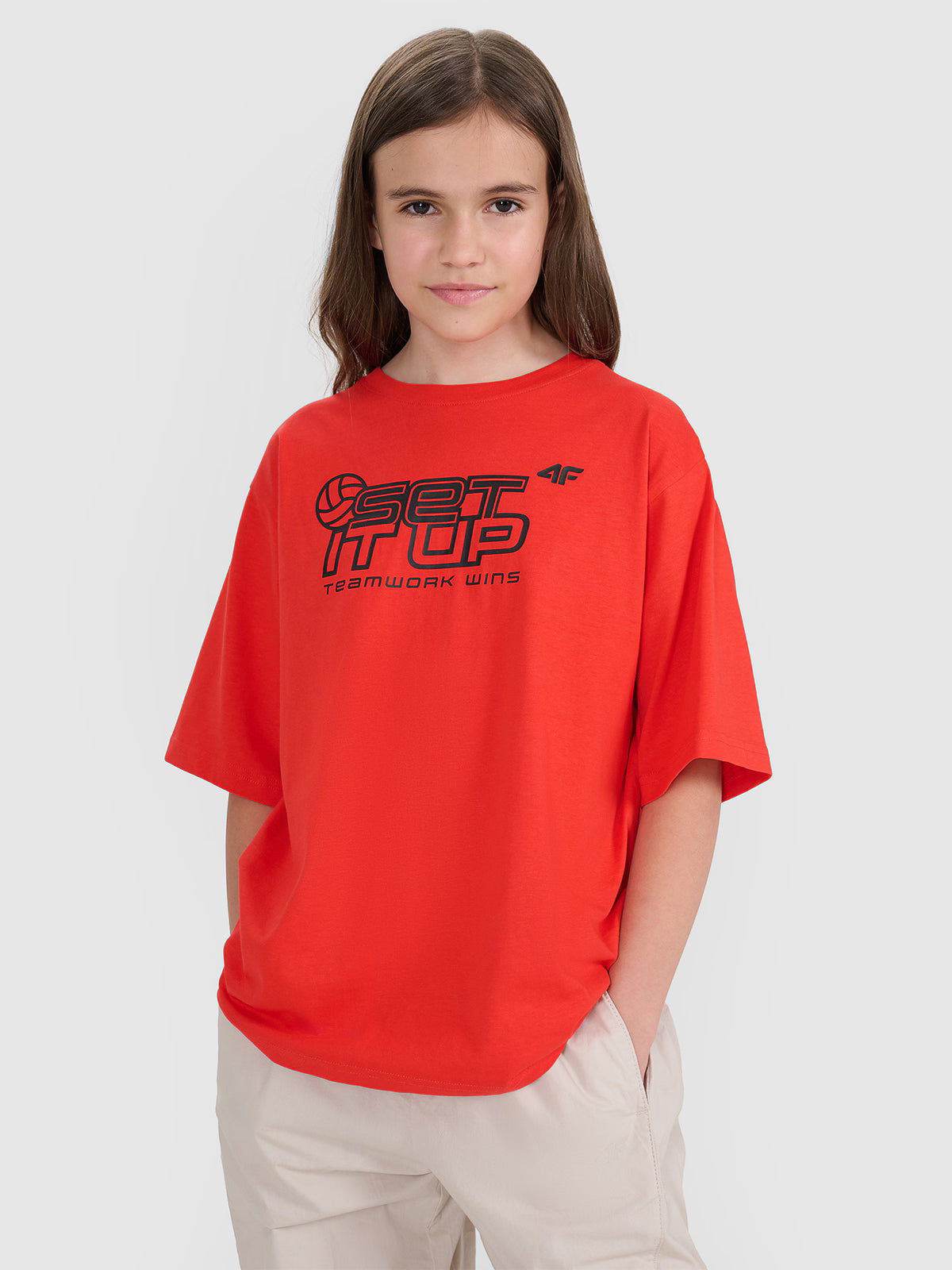 T-shirt oversize z nadrukiem dziecięcy