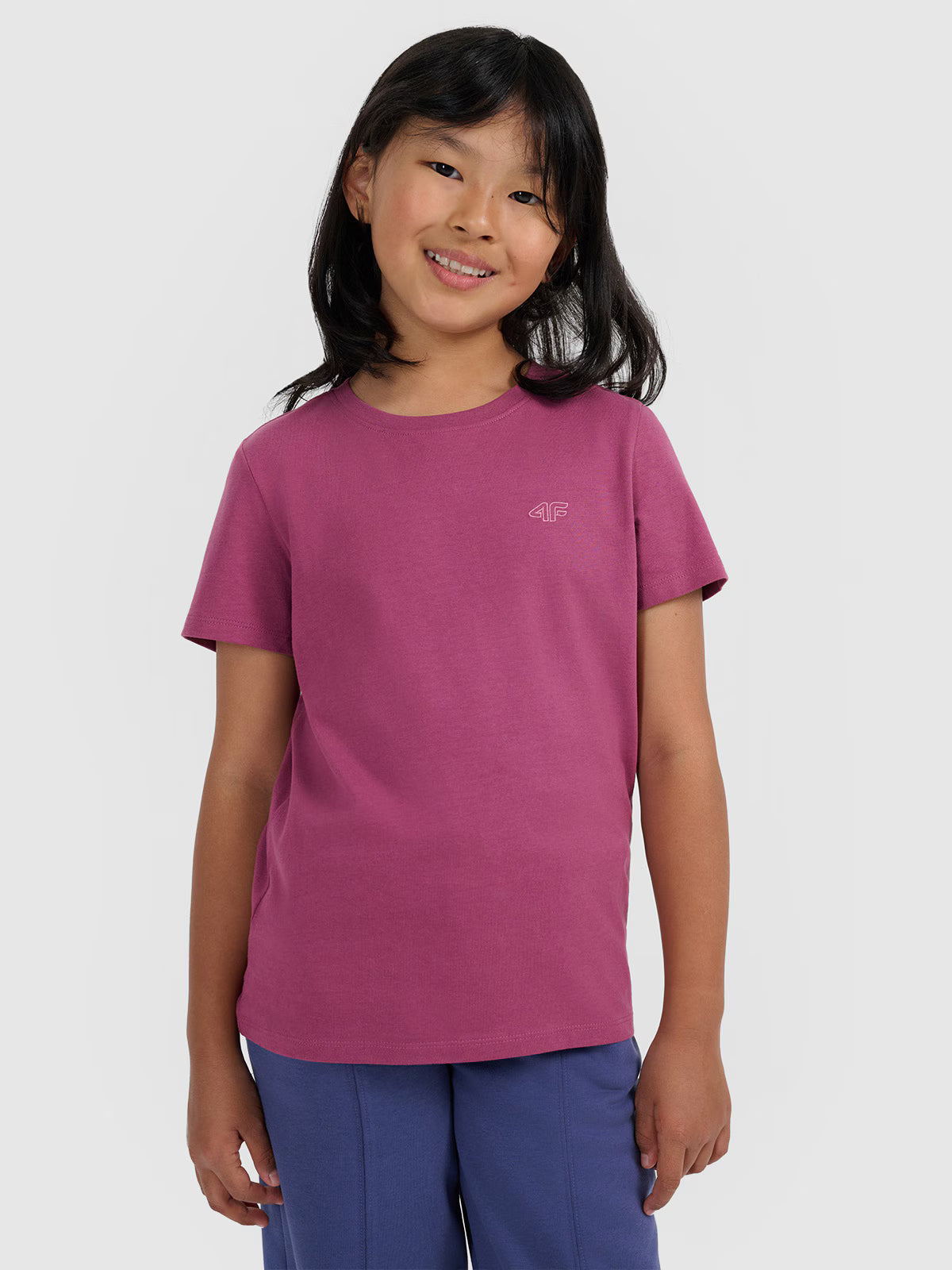 T-shirt regular gładki dziewczęcy