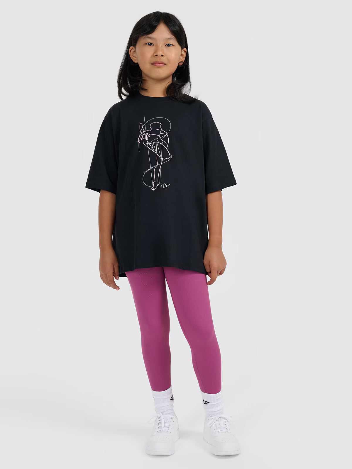 T-shirt oversize z nadrukiem dziewczęcy