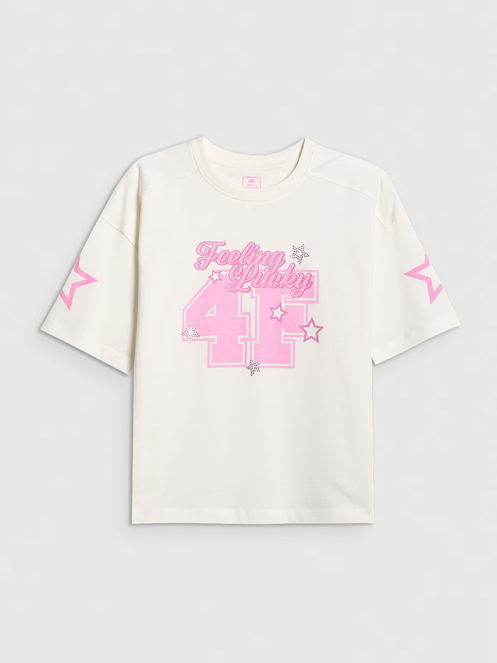T-shirt loose z nadrukiem dziewczęcy
