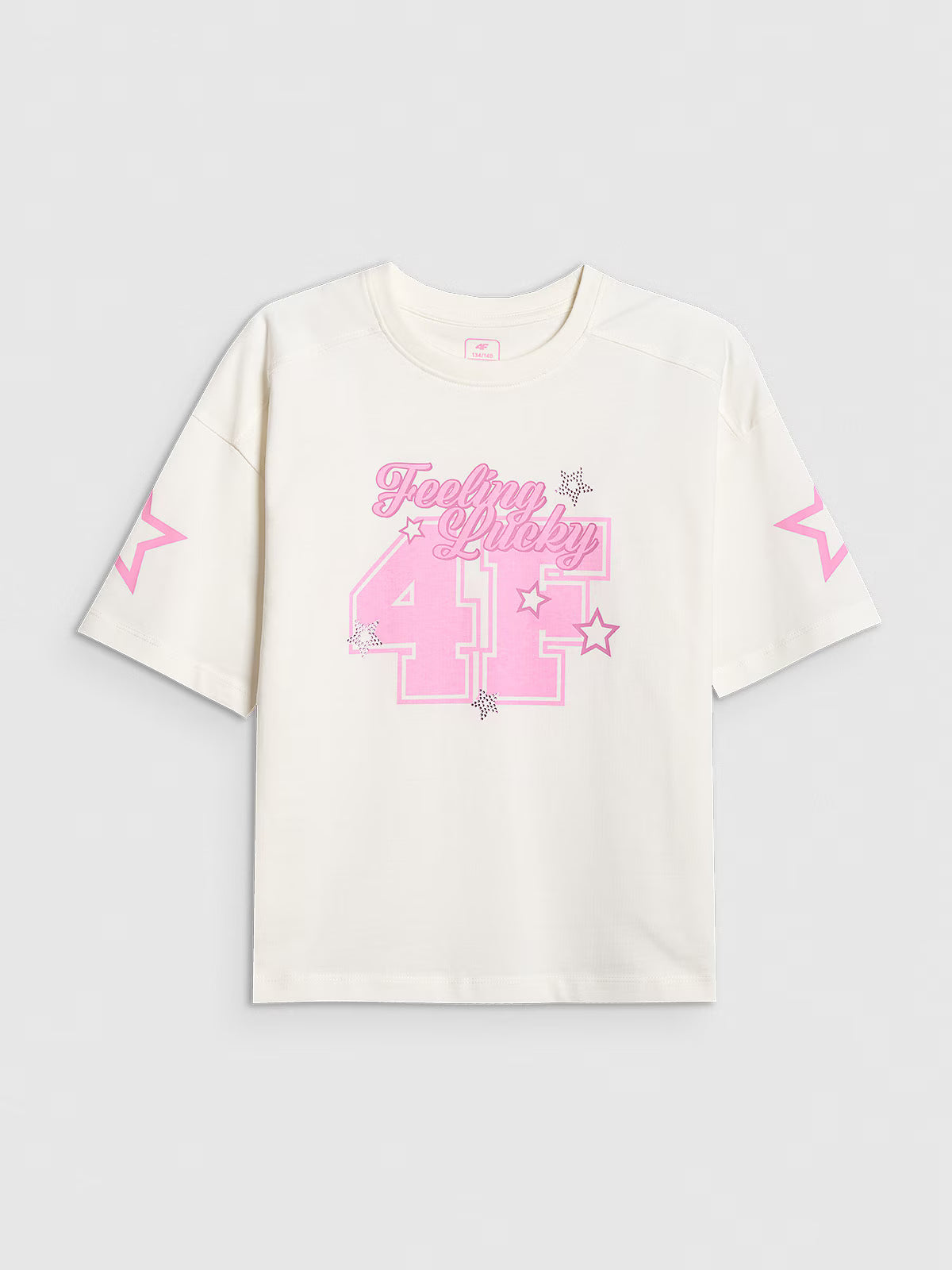 T-shirt loose z nadrukiem dziewczęcy