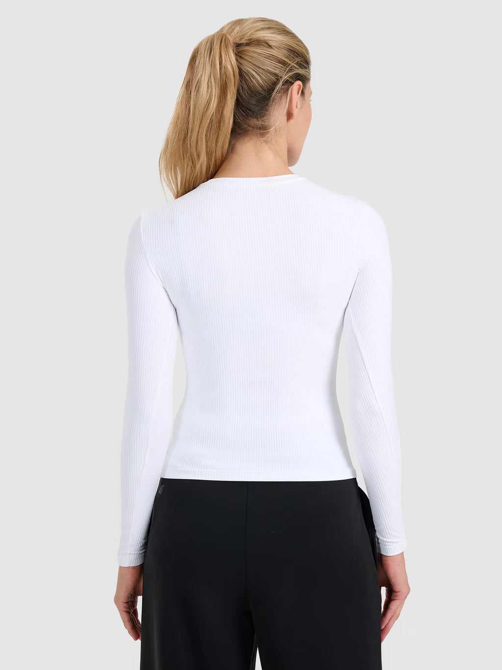 Longsleeve slim z prążkowanej dzianiny damski
