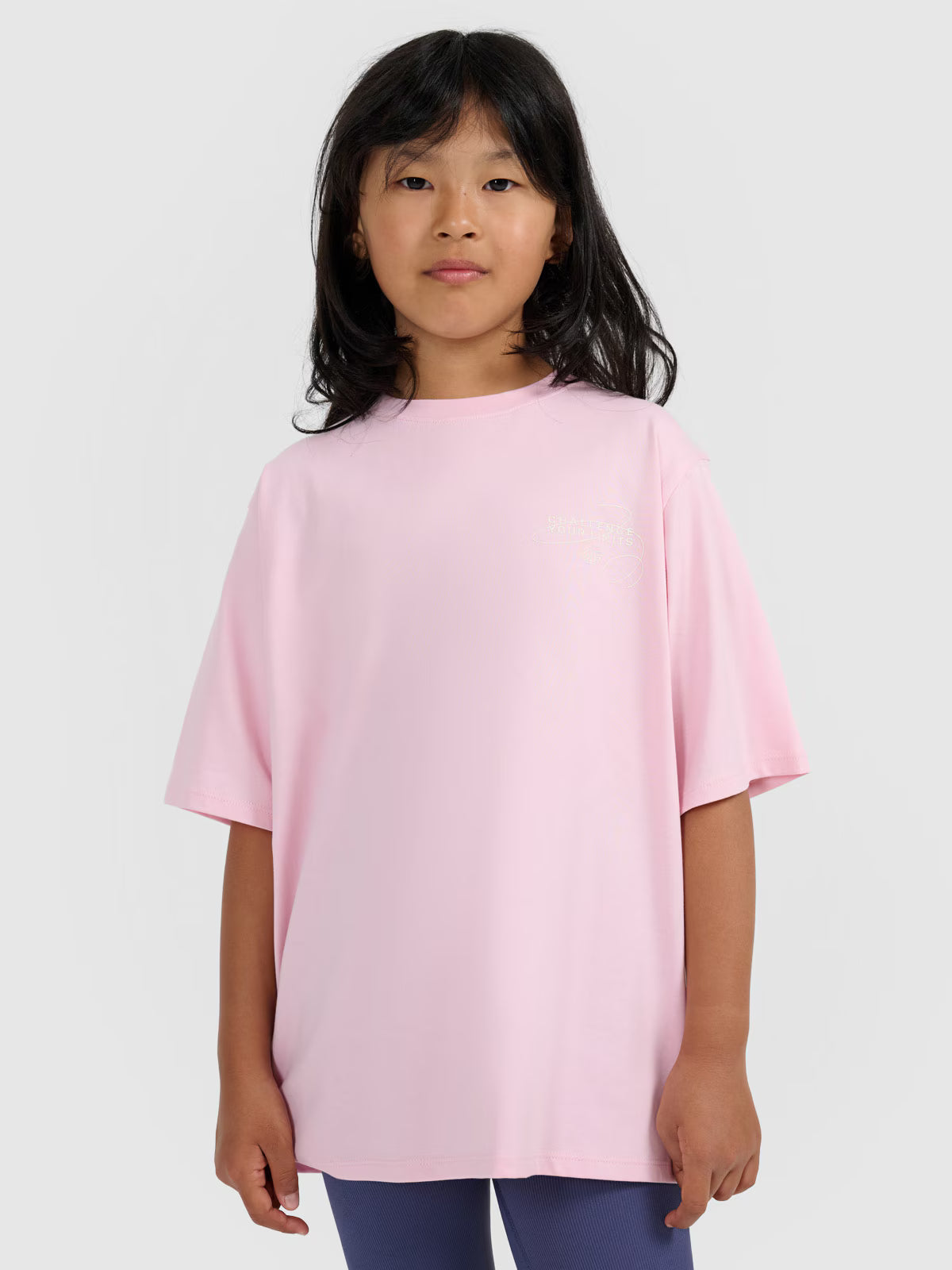 T-shirt oversize z nadrukiem dziewczęcy