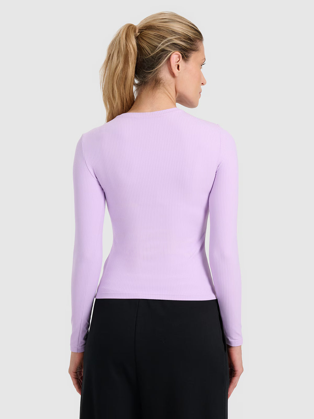 Longsleeve slim z prążkowanej dzianiny damski