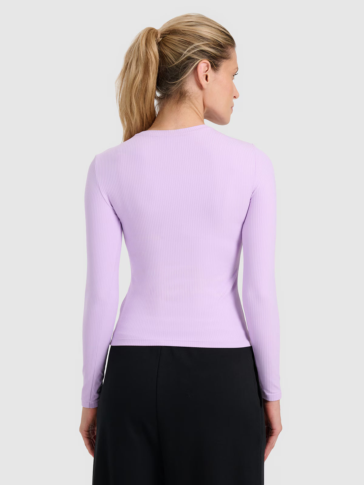 Longsleeve slim z prążkowanej dzianiny damski