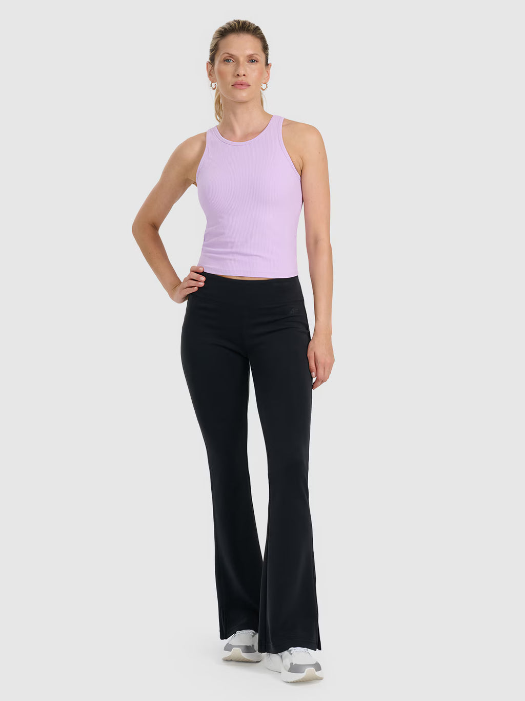 Top slim z prążkowanej dzianiny damski