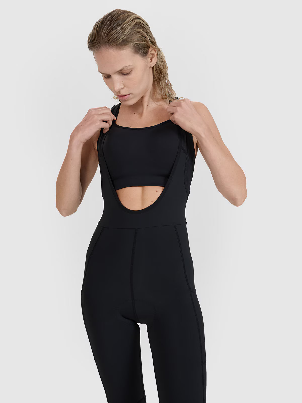 Legginsy rowerowe z żelowo-piankową wkładką i szelkami damskie
