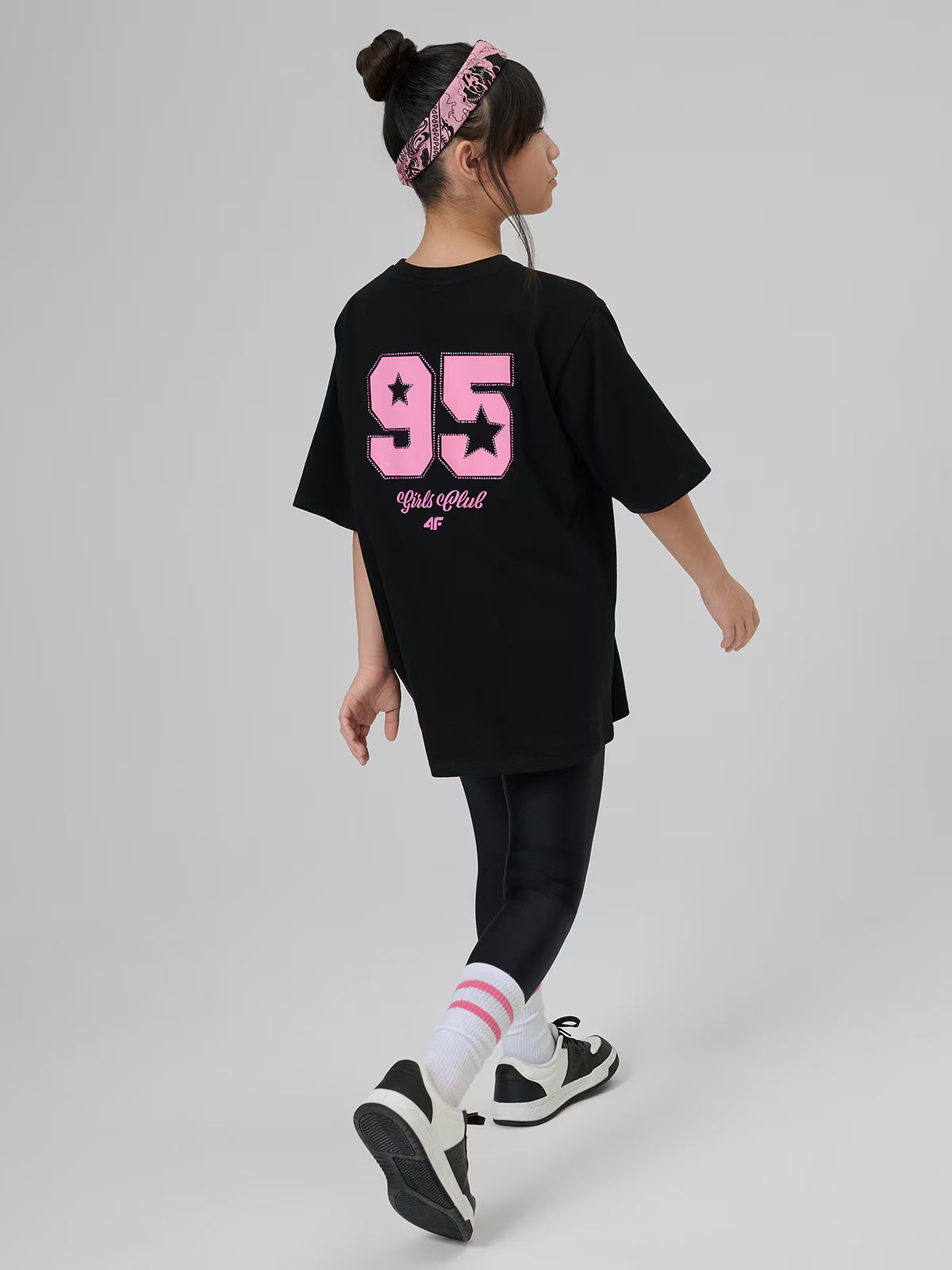 T-shirt loose z nadrukiem dziewczęcy