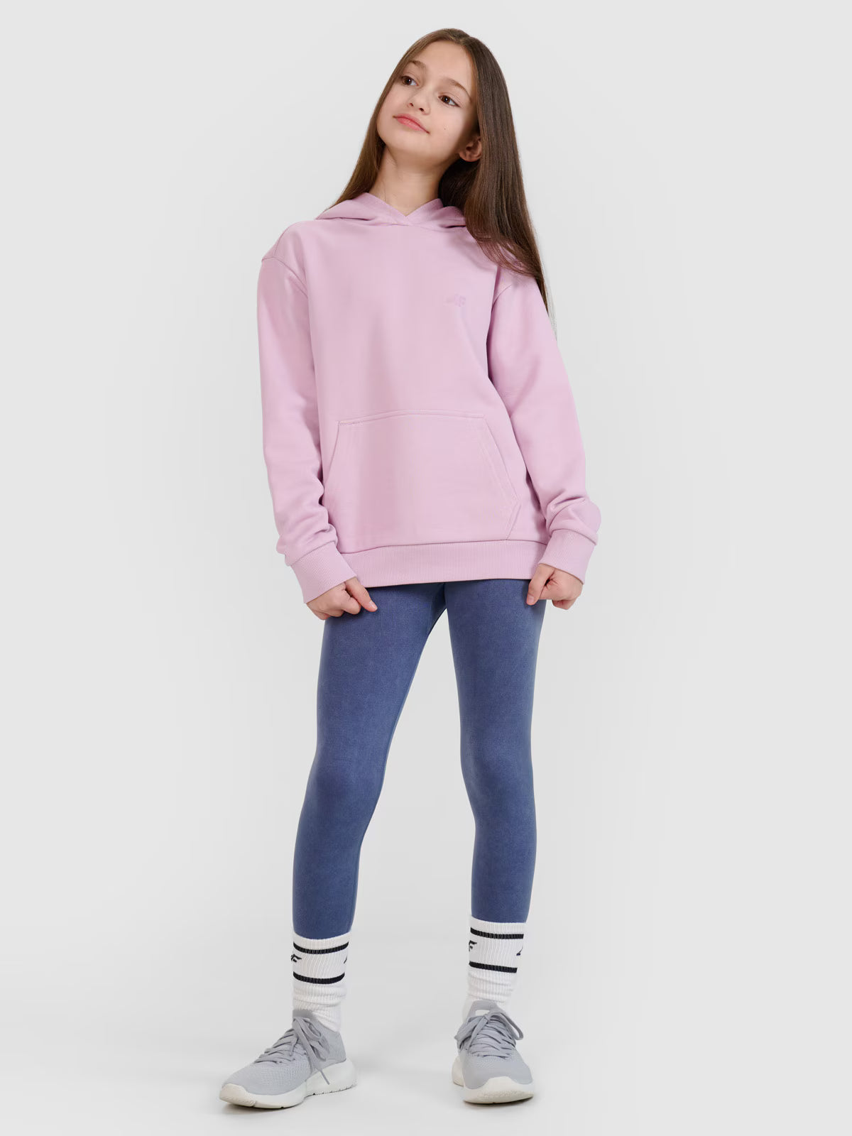 Bluza dresowa nierozpinana z kapturem dziewczęca