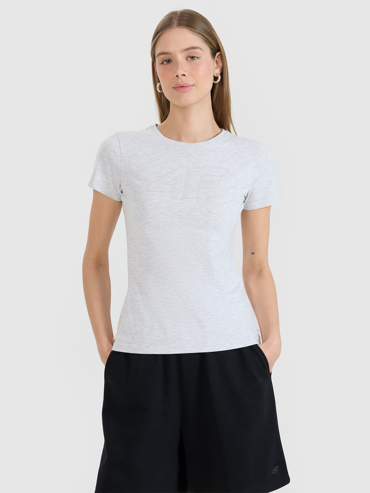 T-shirt slim z nadrukiem damski