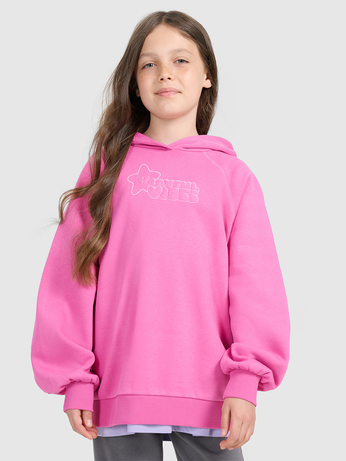 Bluza dresowa nierozpinana z kapturem dziewczęca