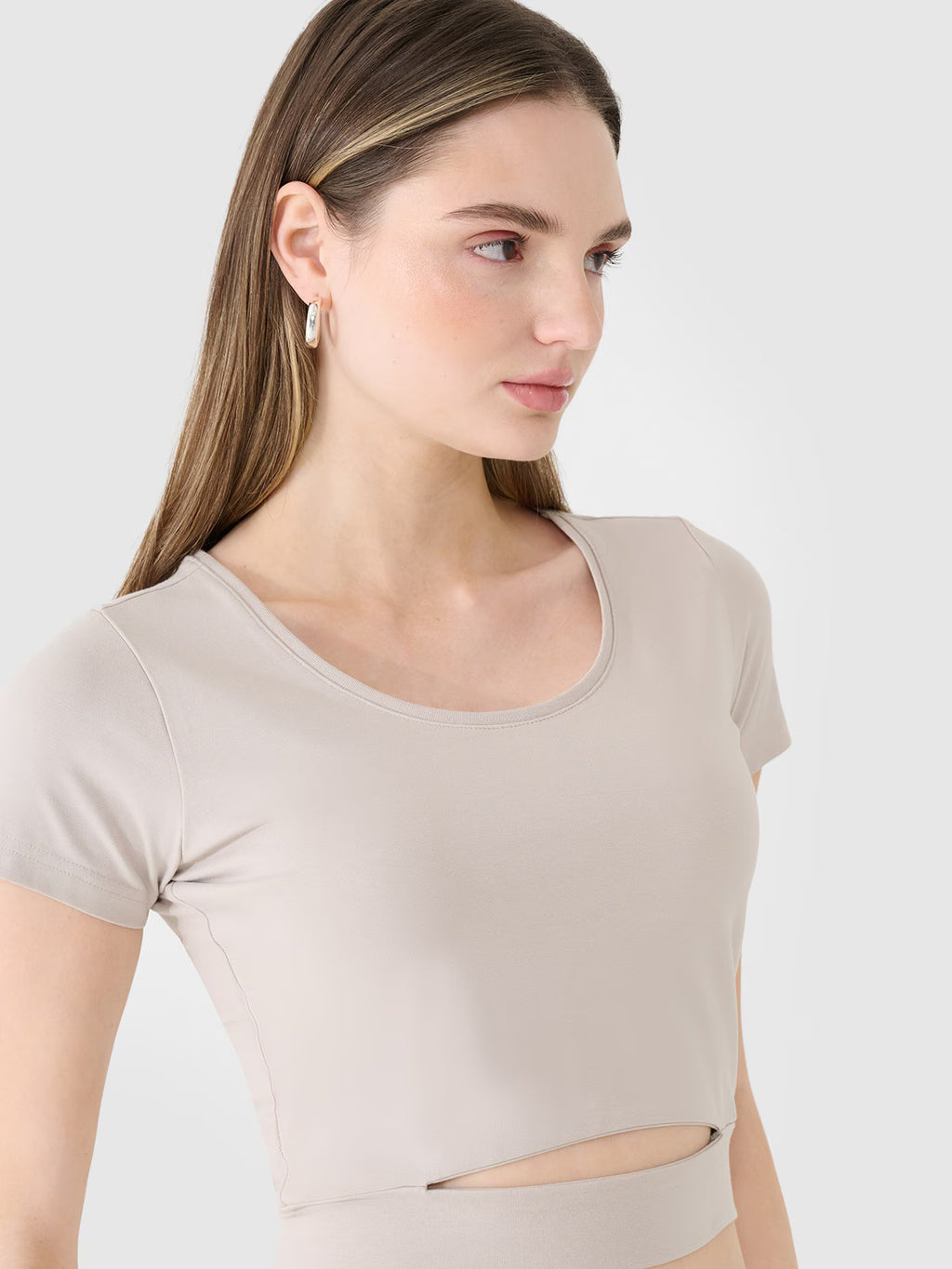 T-shirt crop top gładki damski
