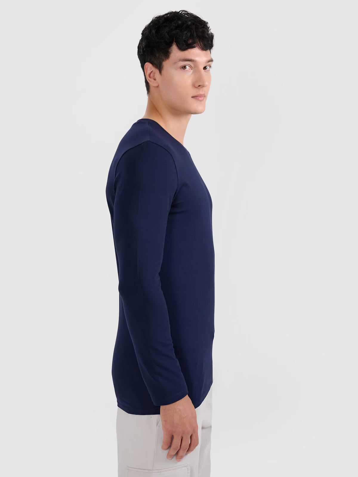 Longsleeve slim gładki męski