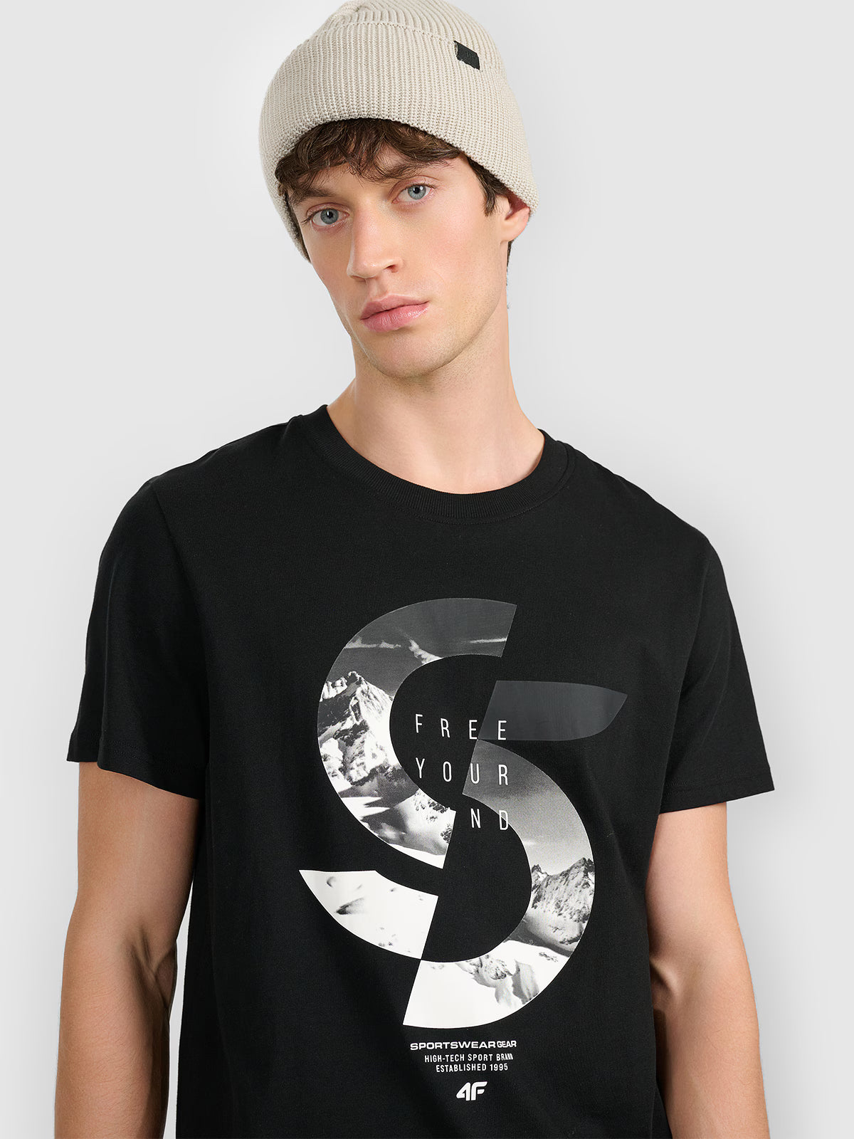 T-shirt regular z nadrukiem męski
