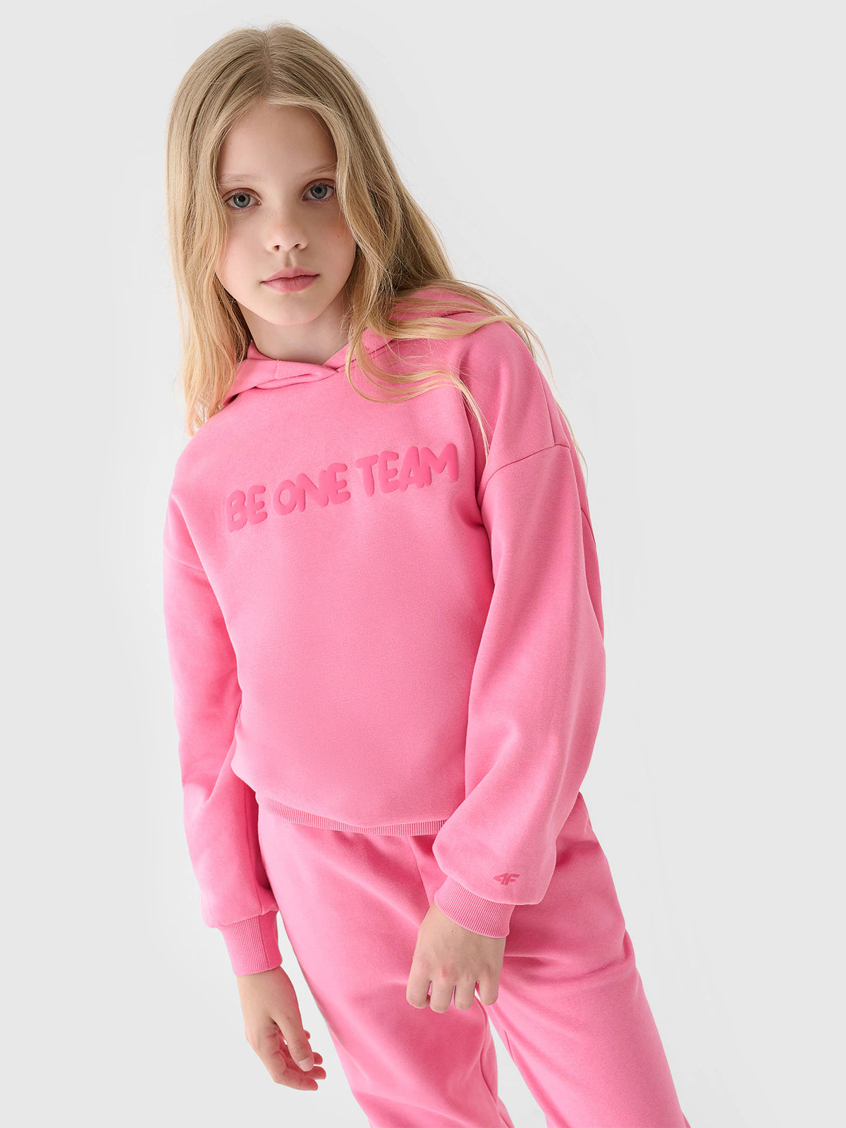 Bluza dresowa nierozpinana z kapturem dziewczęca