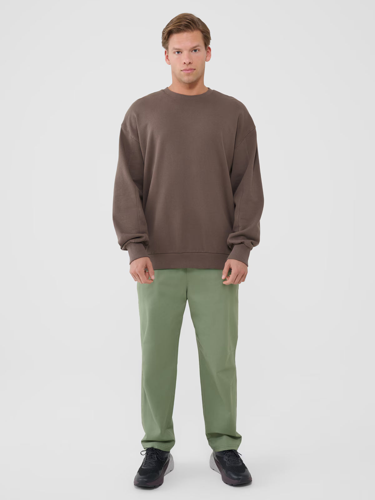 Bluza dresowa oversize nierozpinana bez kaptura męska
