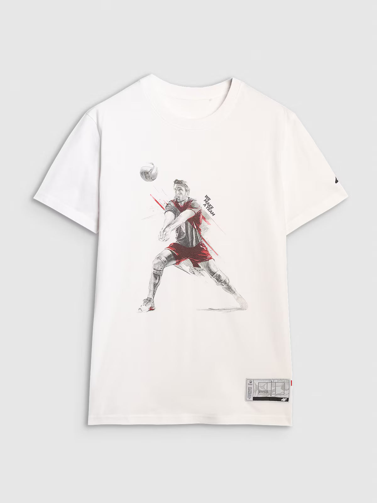 T-shirt regular z nadrukiem siatkarskim męski