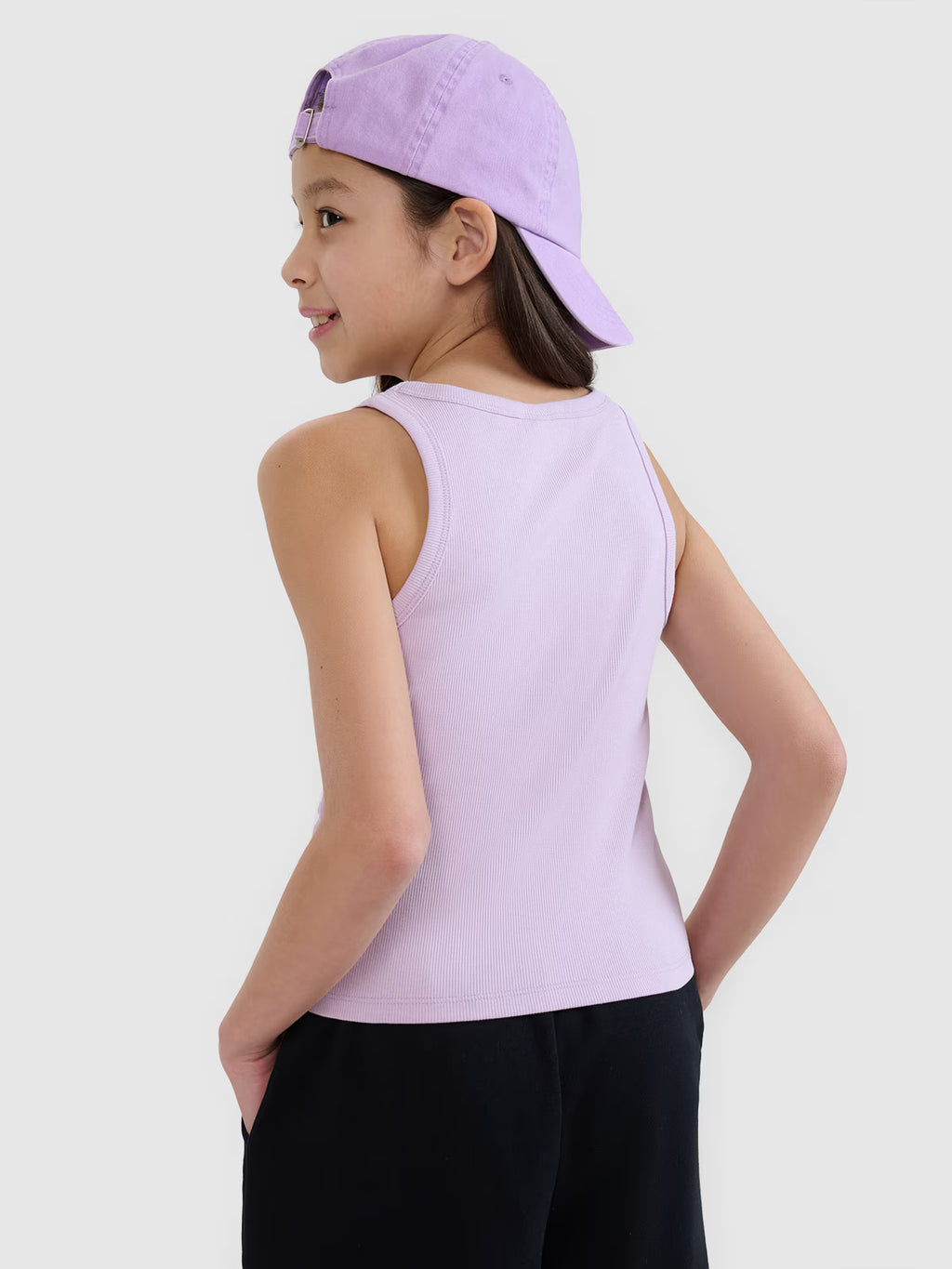 Crop top slim z prążkowanej dzianiny dziewczęcy
