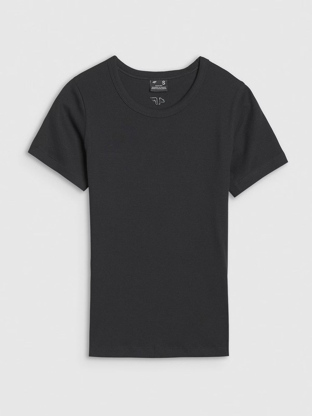 T-shirt slim z prążkowanej dzianiny damski