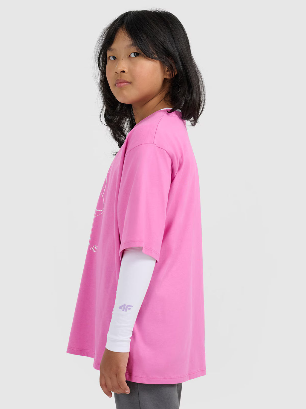 T-shirt oversize z nadrukiem dziewczęcy