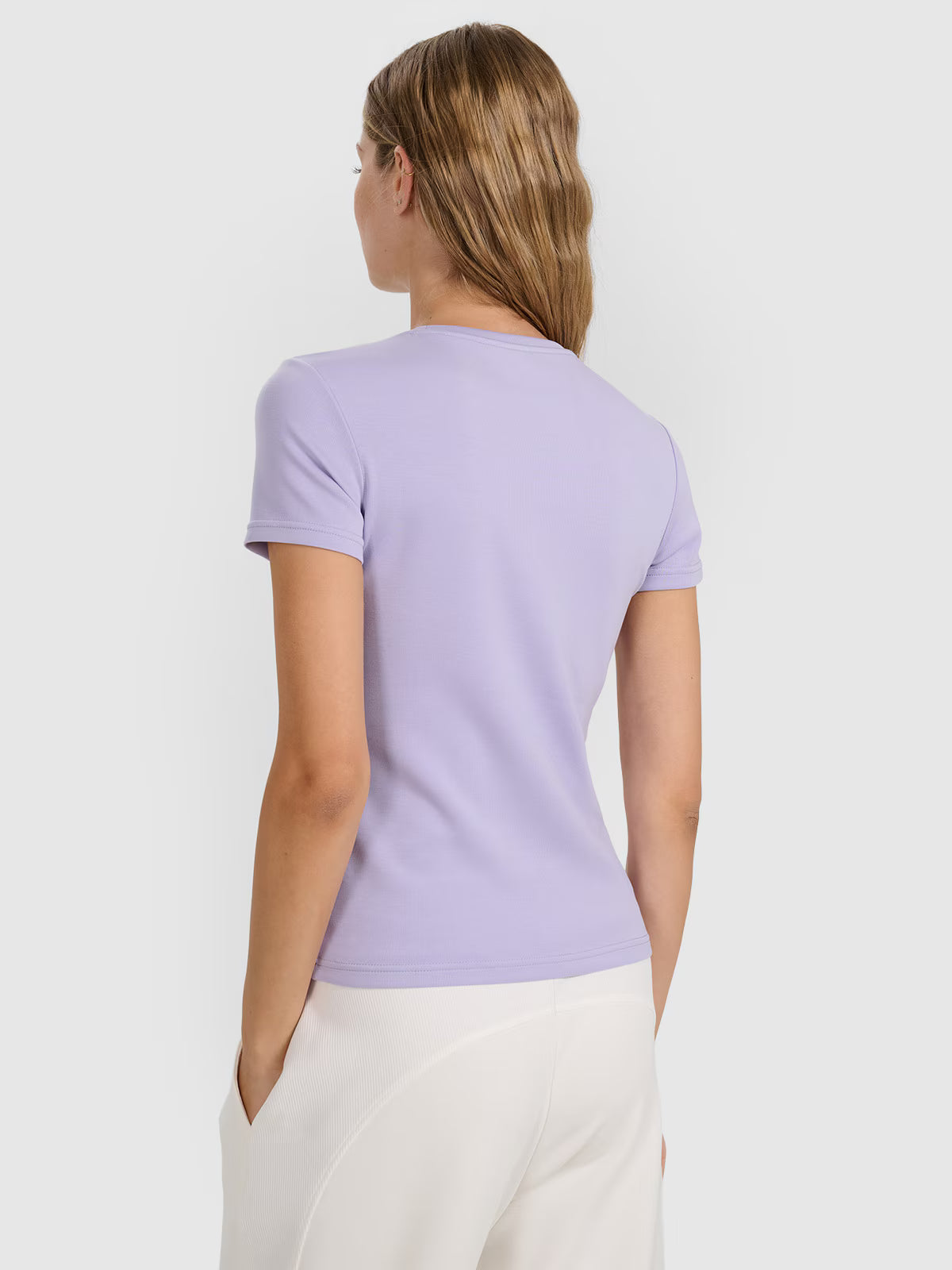 T-shirt z prążkowanej dzianiny z modalem damski