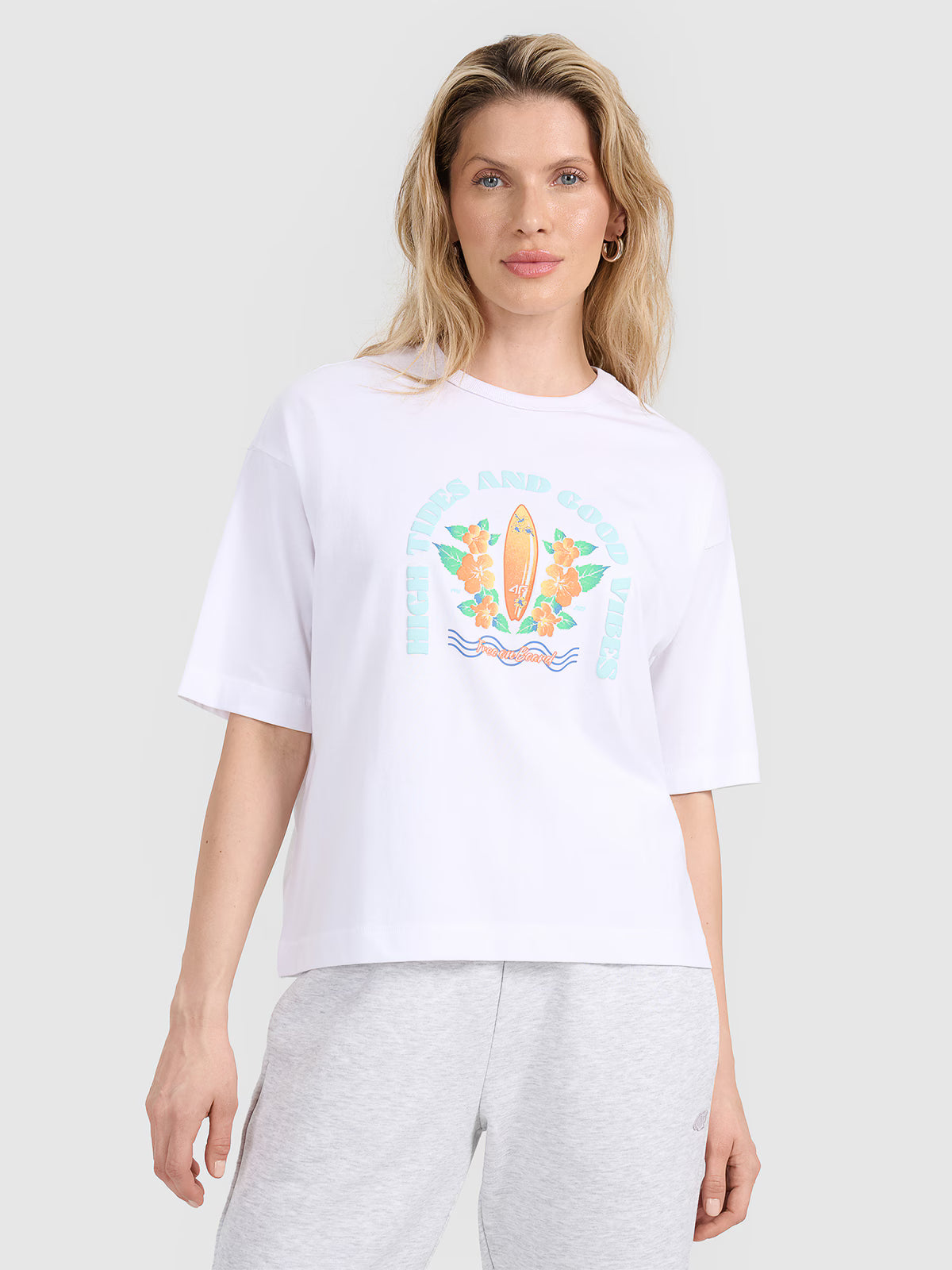T-shirt oversize z nadrukiem damski