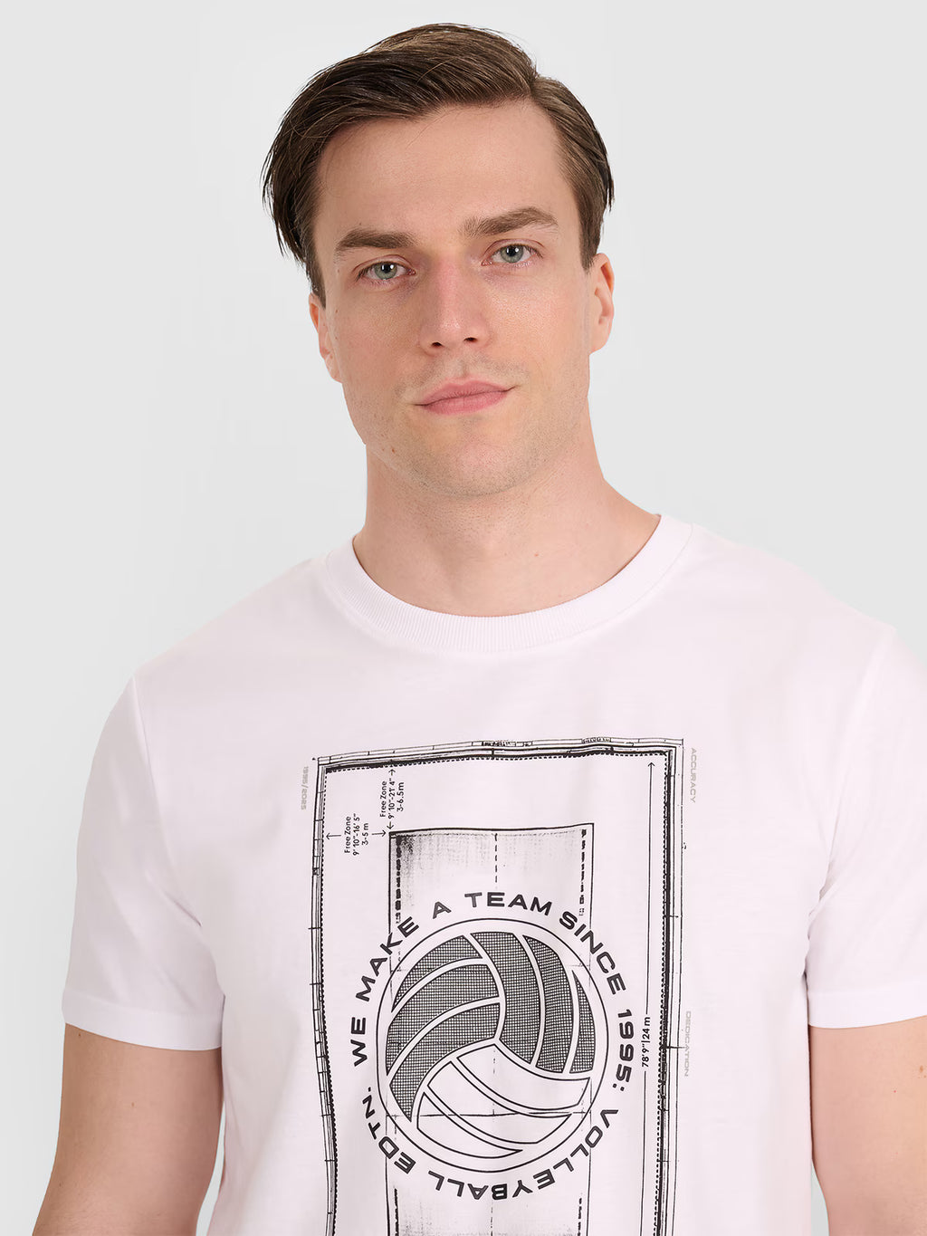 T-shirt regular z nadrukiem siatkarskim męski