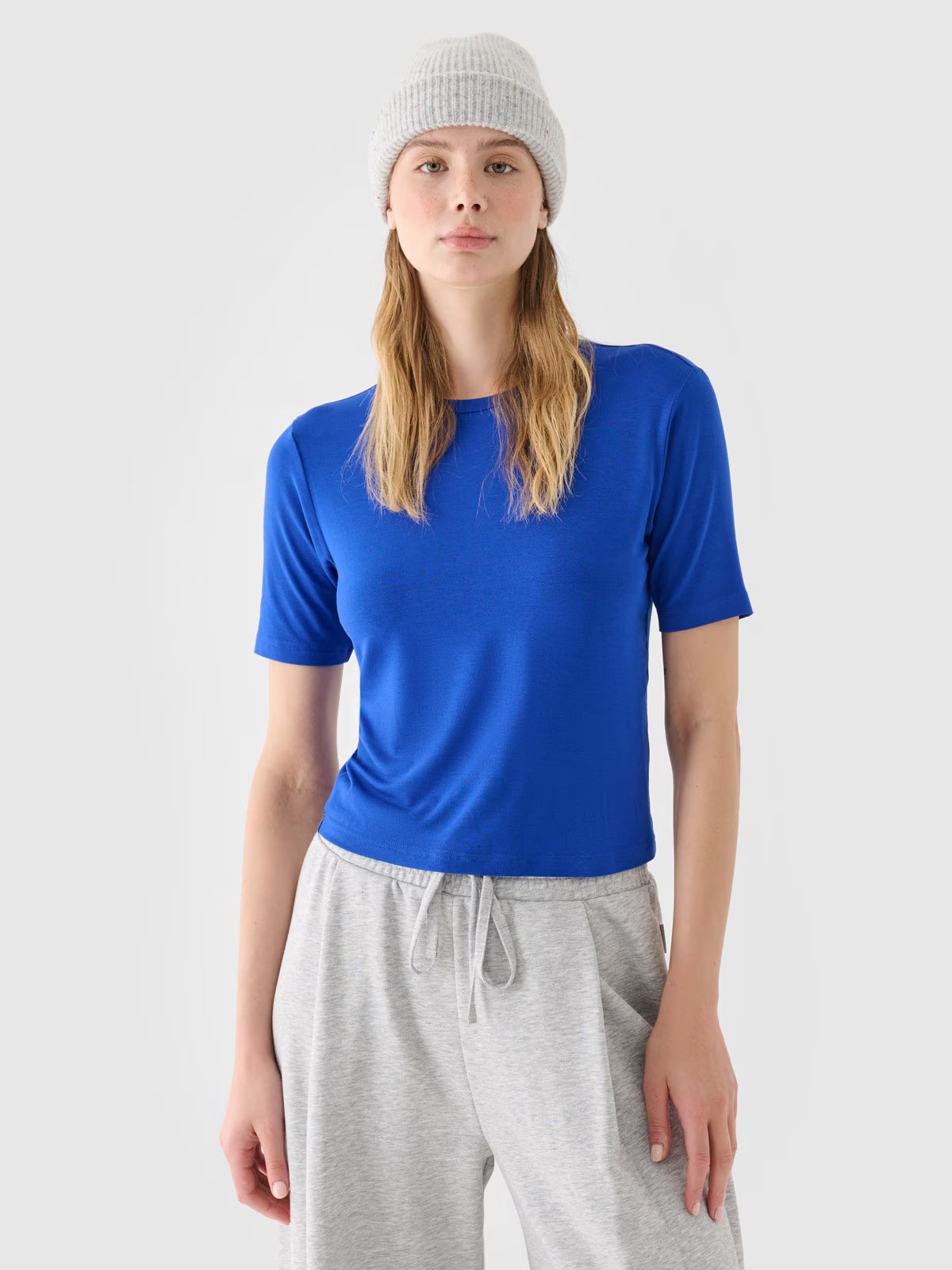 T-shirt slim gładki damski