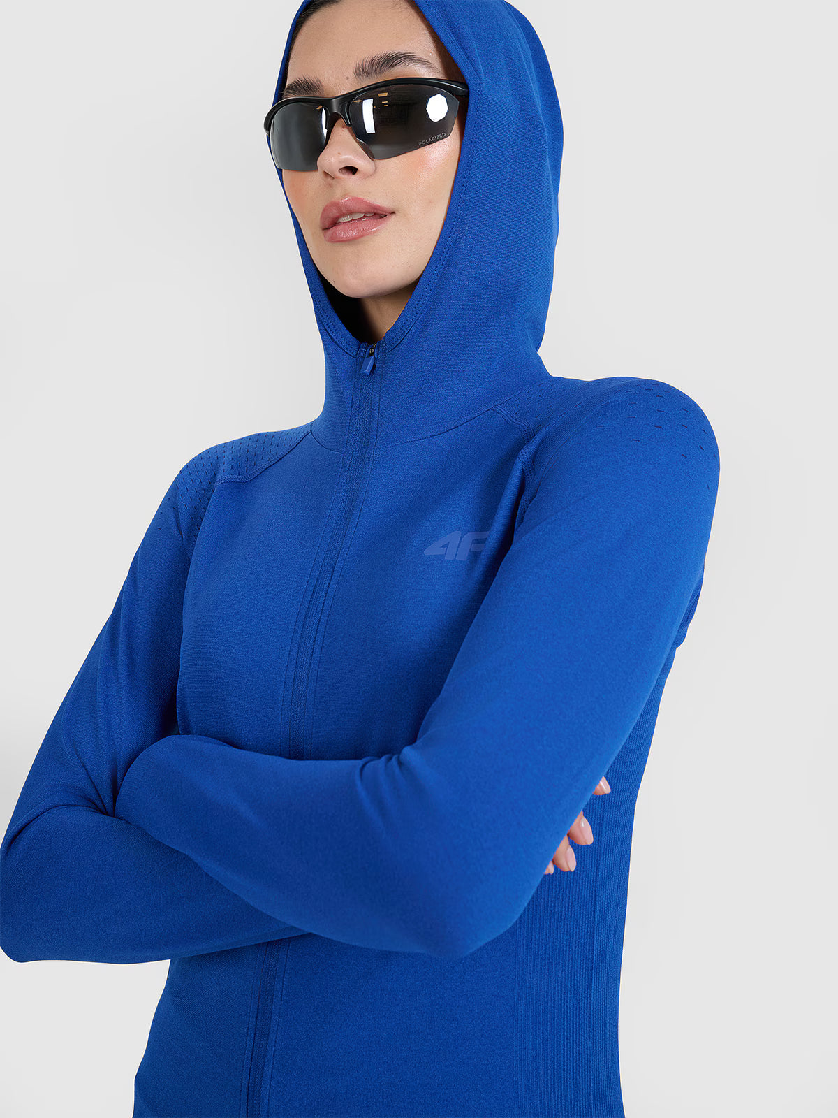 Bluza do biegania w terenie rozpinana z kapturem damska