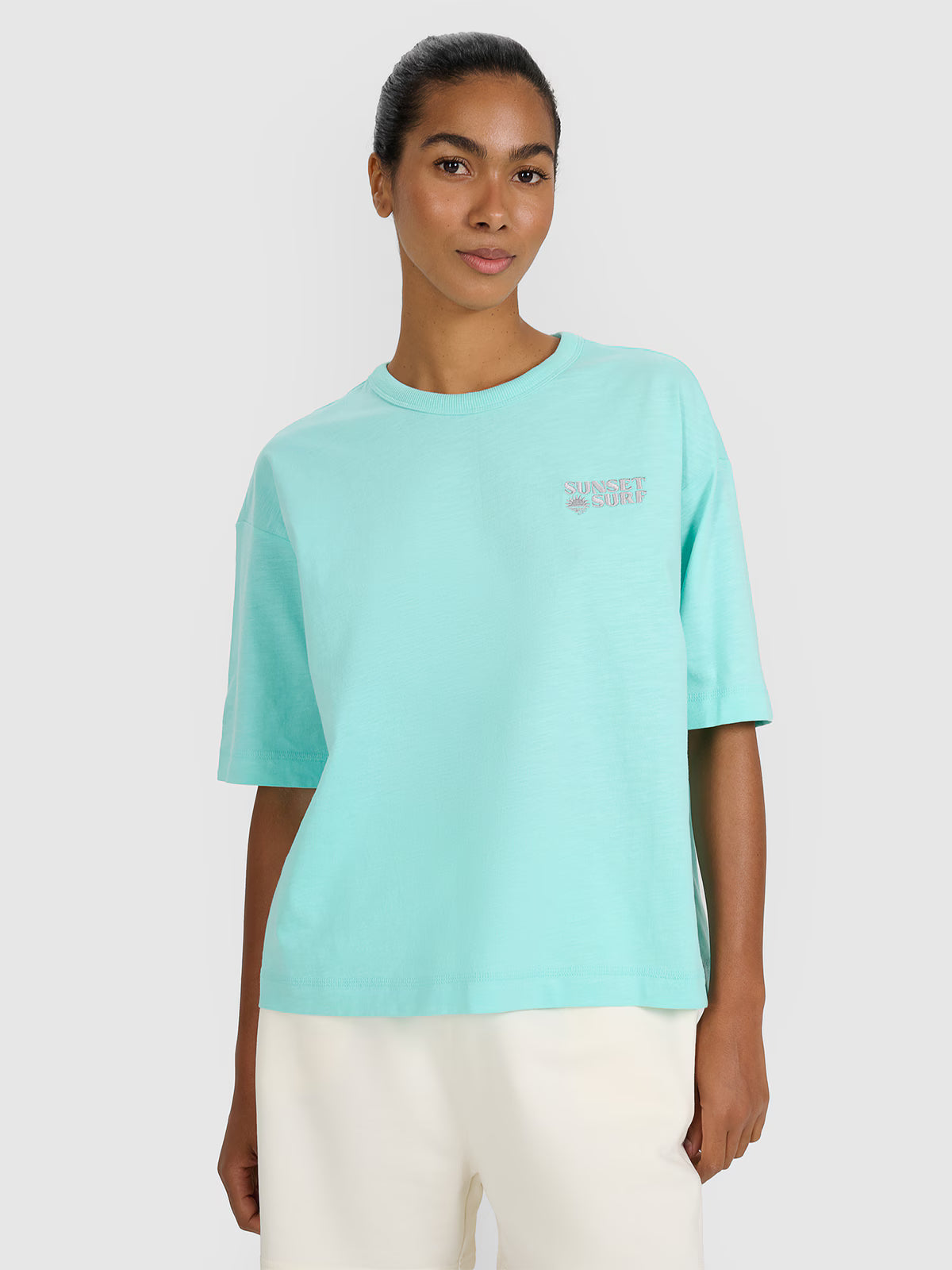 T-shirt oversize z nadrukiem damski