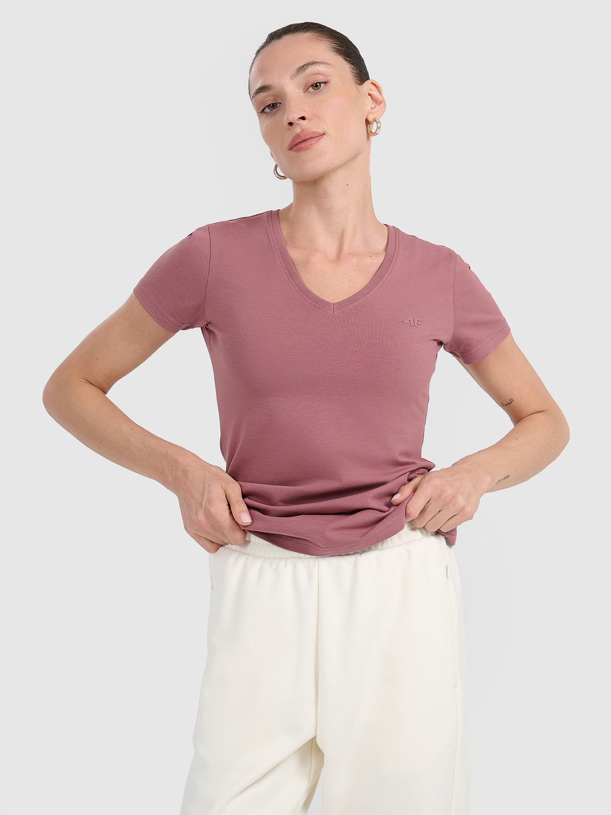 T-shirt slim gładki damski
