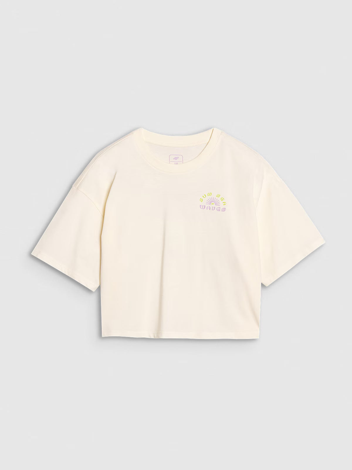 T-shirt oversize crop top z nadrukiem dziewczęcy