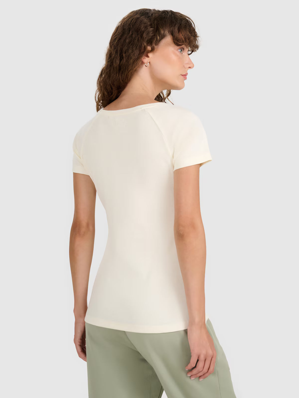 T-shirt regular z prążkowanej dzianiny damski