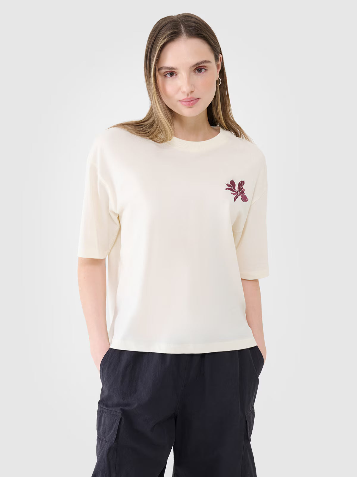 T-shirt oversize z nadrukiem damski