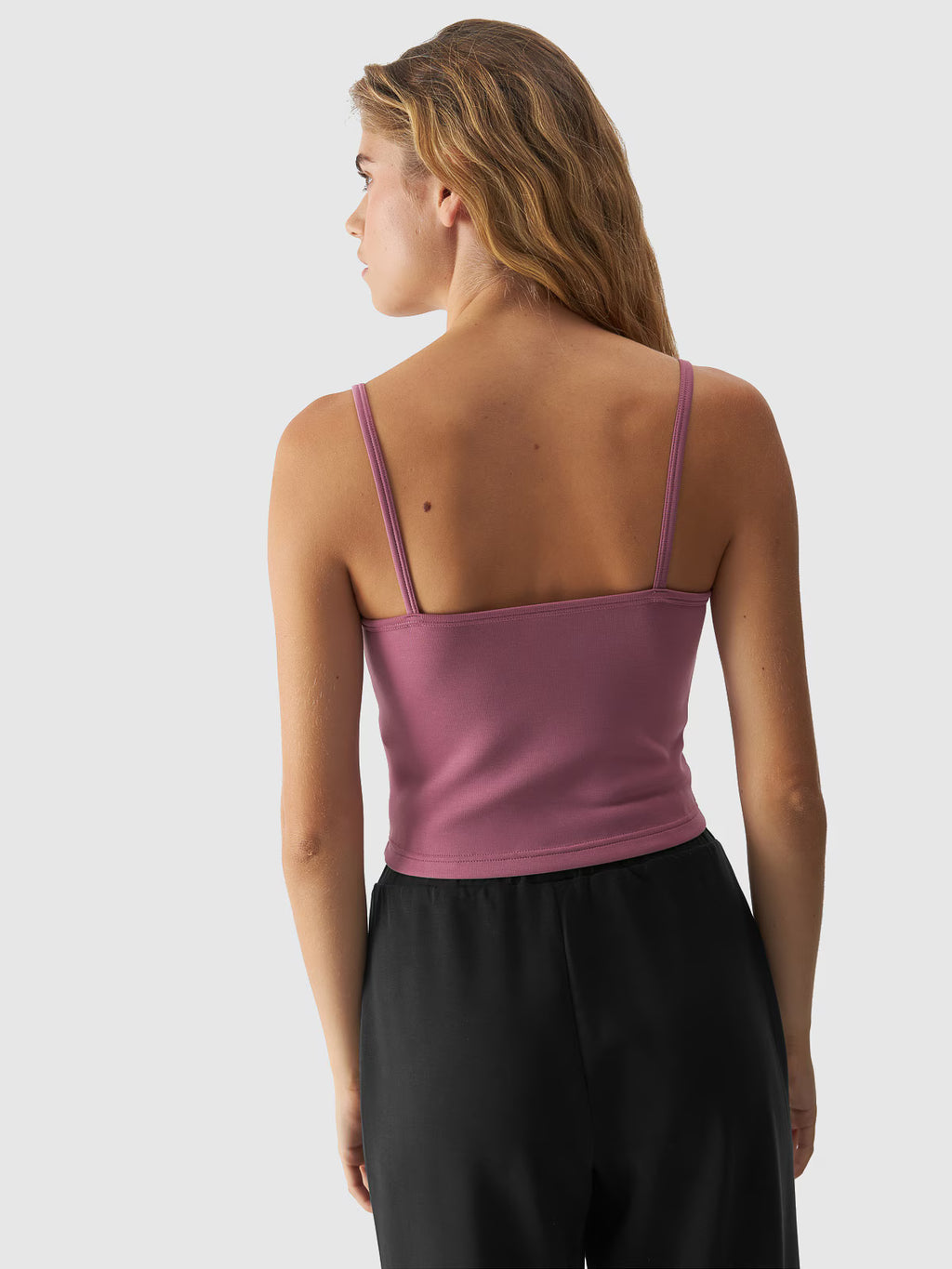 Crop-top slim gładki z modalem damski