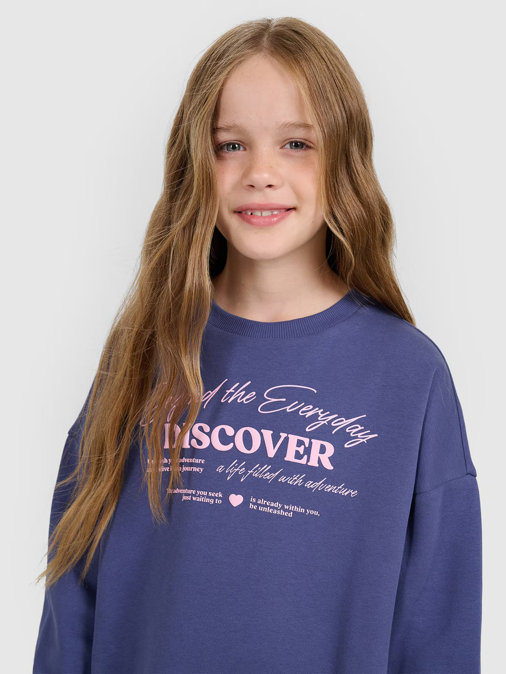 Bluza dresowa oversize nierozpinana bez kaptura dziewczęca