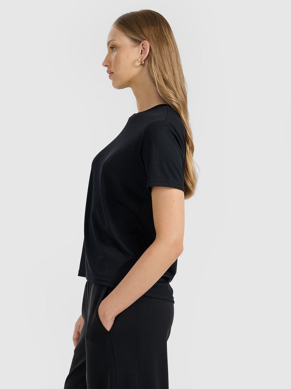 T-shirt z prążkowanej dzianiny z modalem damski