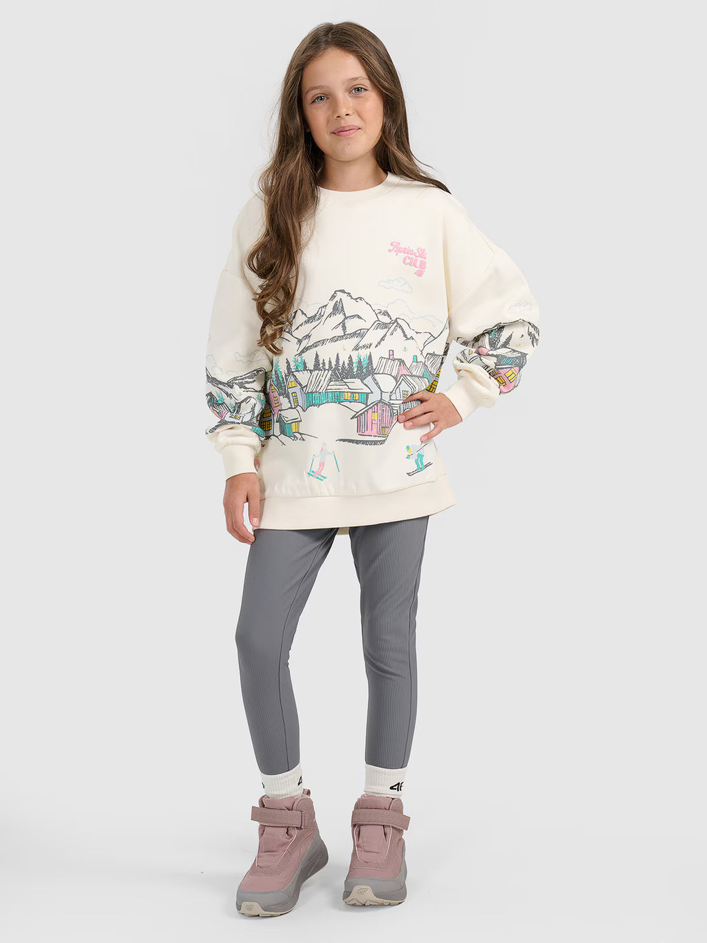 Bluza dresowa loose nierozpinana bez kaptura dziewczęca