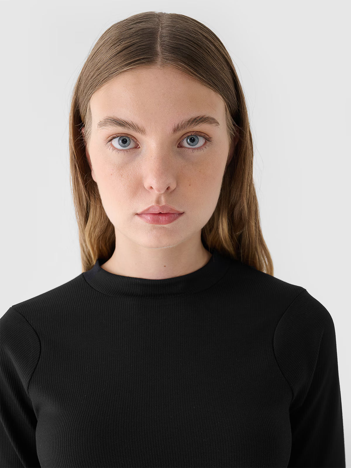 Longsleeve slim z prążkowanej dzianiny z modalem damski