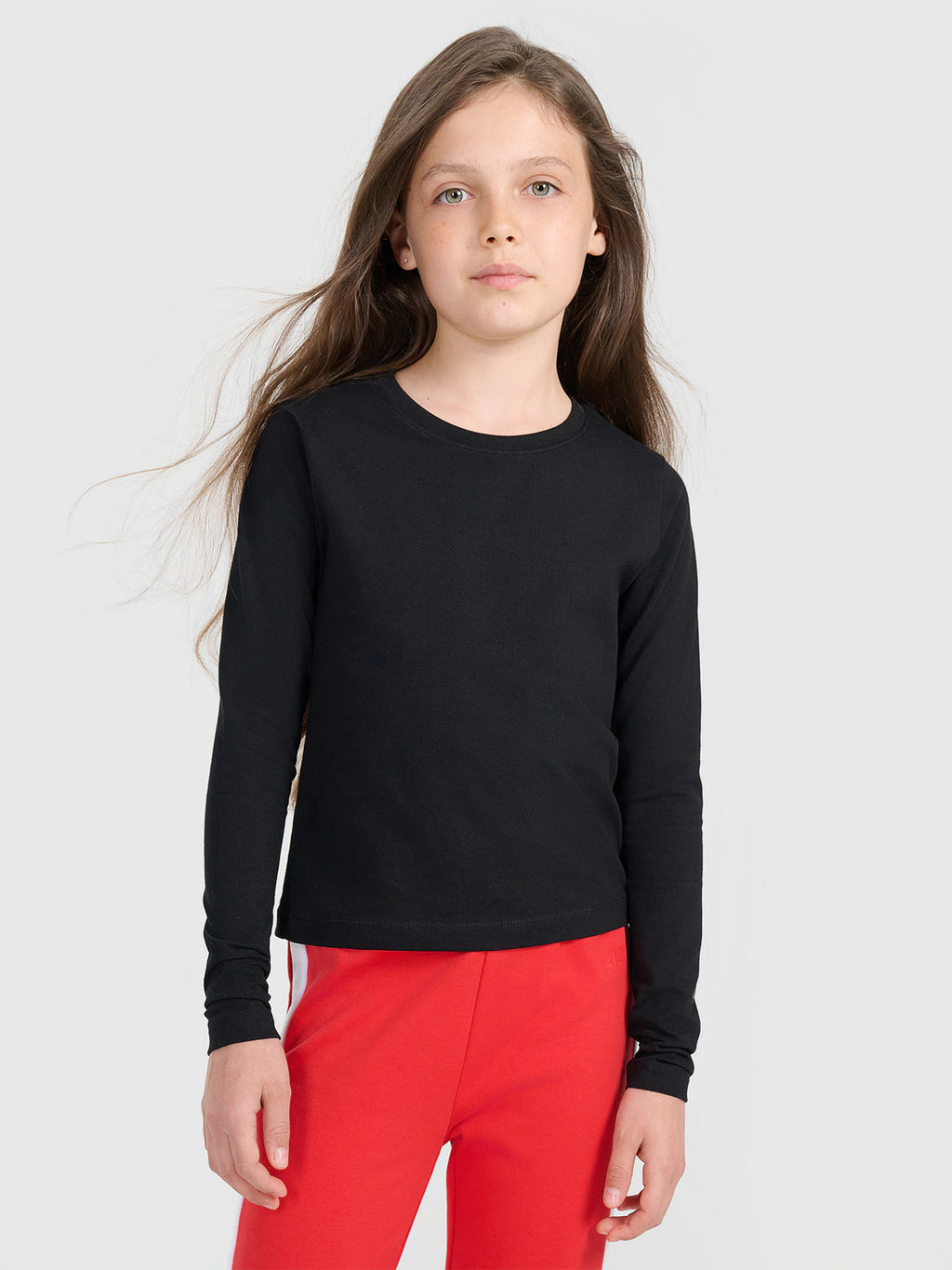Longsleeve slim gładki dziewczęcy